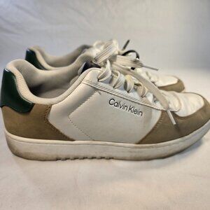 Calvin Klein Men's Kiko Sneaker White and Tan Men's 10.5-11 See Description